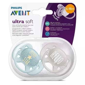 Philips Avent Ultra Soft Пустышка силиконовая 6-18 мес.2 шт