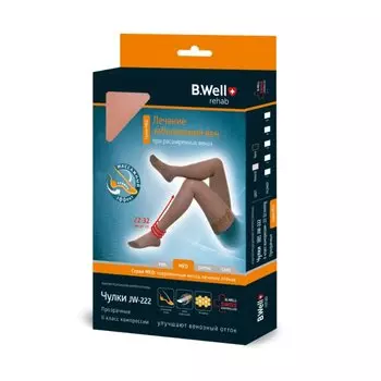 B.Well Мед Чулки компрессионные (22-32 mmHg) р.2 черные арт.JW-222