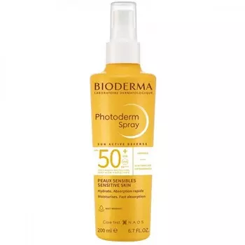 Bioderma Photoderm Спрей солнцезащитный SPF 50+ увлажняющий для лица и тела 200 мл