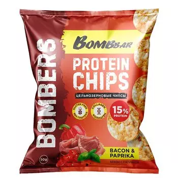 Bombbar Bombers Чипсы цельнозерновые протеиновые Бекон-Паприка 50 г