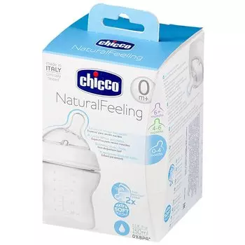 Chicco Natural Feeling Бутылочка с силиконовой соской с наклоном и флексорами 4+ 250 мл