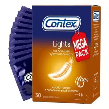 Contex Lights Презервативы тонкие с дополнительной смазкой 30 шт