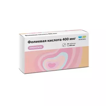 Фолиевая кислота Пренаталь 400 мкг таблетки 30 шт