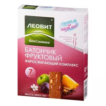Леовит Худеем за неделю Батончик фруктовый Жиросжигающий комплекс 7 шт