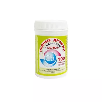 Эко-Мон Дрожжи пивные с кальцием таблетки 100 шт