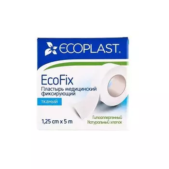 Ecoplast EcoFix Пластырь фиксирующий тканый 1,25 смх х 5 м 1 шт