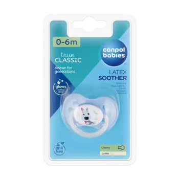 Канпол Пустышка латексная круглая Животные 0-6мес.Синий