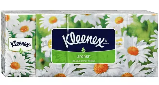 Клинекс Платки бумажные носовые Ромашка 10х10 шт