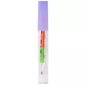 Клинса Термометр ртутный с цветной шкалой и защитным покрытием в пластиковом футляре