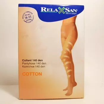 Relaxsan Cotton Колготки компрессионные с хлопком Collant 1 класс компрессии 140 den размер 4 Черные