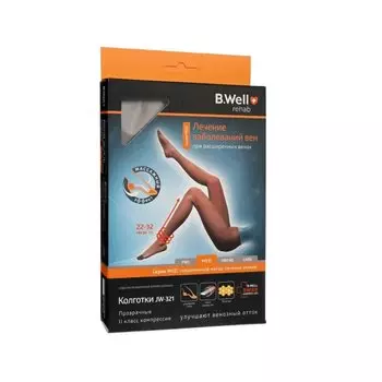 B.Well Med Колготки компрессионные JW-321 2 класс компрессии размер 4 Черные