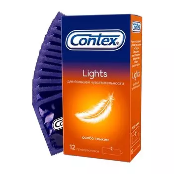 Contex Lights Презервативы тонкие с дополнительной смазкой 12 шт