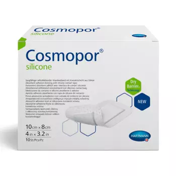Космопор Силикон Повязка пластырного типа впитывающая 10 см х 8 см 10 шт