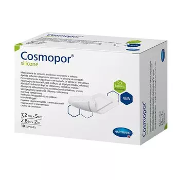 Космопор Силикон Повязка пластырного типа впитывающая 7,2 см х 5 см 10 шт