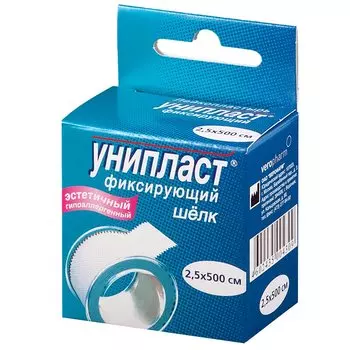 Унипласт Лейкопластырь фиксирующий на основе искусственного шелка 2,5 см х 500 см 1 шт
