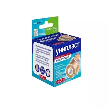 Унипласт Лейкопластырь фиксирующий на тканевой основе 5 см х 500 см 1 шт