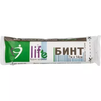 Life Бинт марлевый медицинский стерильный 7 м х 14 см