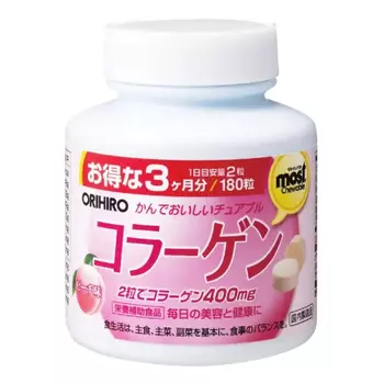 Orihiro Коллаген таблетки жевательные Персик 180 шт
