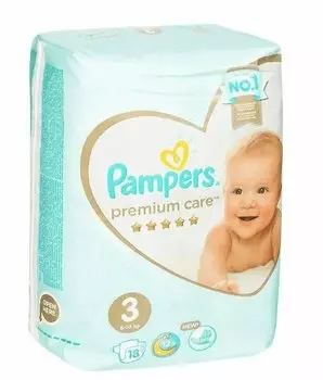 Pampers Premium Care Подгузники детские размер 3 (6-10 кг) 18 шт