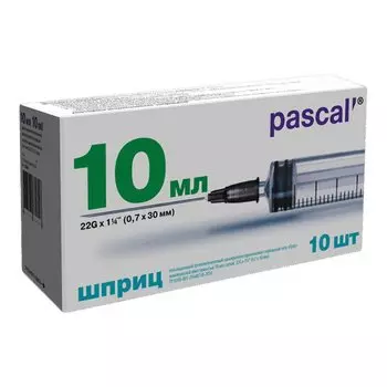 PL Шприц 3-х компонентный Паскаль 10 мл с иглой 21G (0,8х40мм) 10 шт