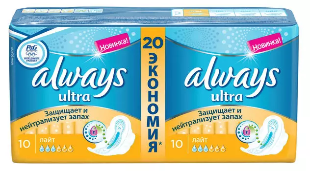 Always Ультра Прокладки гигиенические Лайт 10 шт+10 шт