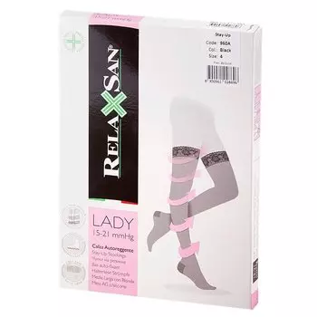 Релаксан Чулки компрессионные на резинке Stay-Up Lady черный р.4