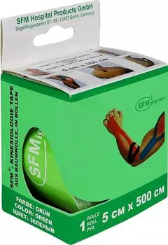 СФМ Пластер Лента кинезиологическая на хл.основе 5*500 см 1 шт зеленая