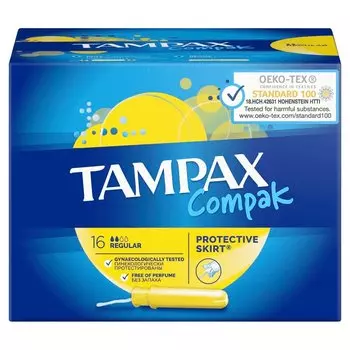Tampax Compak Тампоны гигиенические с аппликатором Regular 16 шт