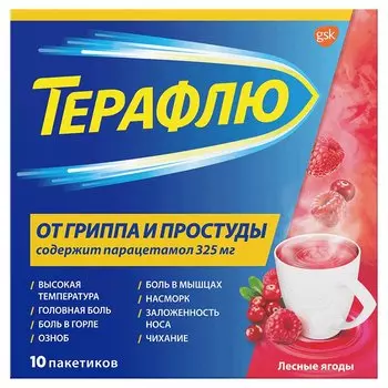 ТераФлю от гриппа и простуды порошок для приготовления раствора Лесные ягоды 10 шт
