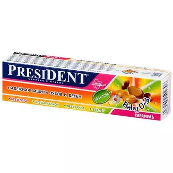 PresiDENT Бэби зубная паста для детей 0-3 лет Карамель 30 мл