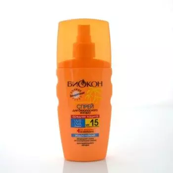 Биокон Солнце спрей для безопасного загара SPF15 160 мл