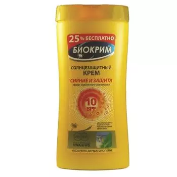 Биокрим Солнцезащитный крем SPF10 сияние и защита 200мл