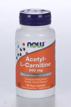 Ацетил-L-Карнитин NOW, 500 мг, 50 шт, капсулы