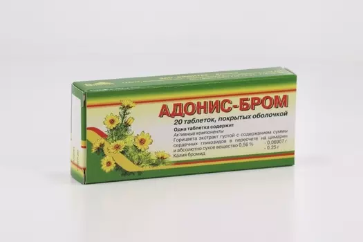 Адонис-бром, 20 шт, таблетки покрытые оболочкой