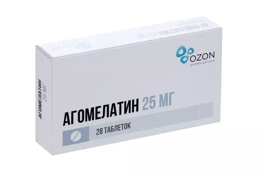 Агомелатин 25 мг, 28 шт, таблетки покрытые пленочной оболочкой