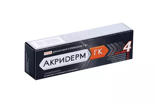 Акридерм ГК 0.05%+0.1%+1%, 15 г, крем