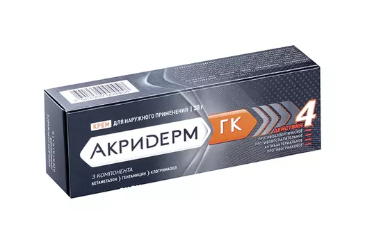 Акридерм ГК комбинированный препарат от дерматита, крем 30г туба