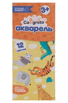 Акварель 12 цветов Calligrata медовая, без кисти, картон