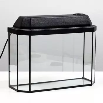 Аквариум панорамный с крышкой 15 литров 40х14,5х27/32,5 см чёрный