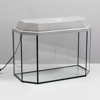 Аквариум панорамный с крышкой 50 литров 56х26х36/42 см беленый дуб