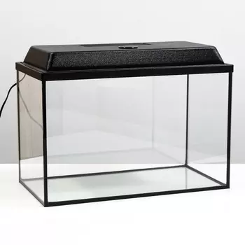 Аквариум прямоугольный с крышкой 50 литров 51 х 27 х 35/41 см чёрный