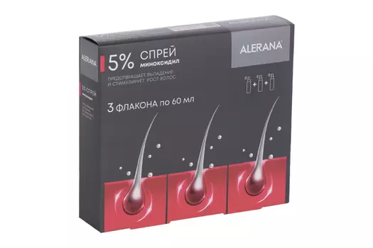 Алерана 5%, 60 мл, 3 шт, спрей для наружного применения набор