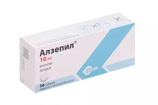 Алзепил 10 мг, 56 шт, таблетки покрытые пленочной оболочкой