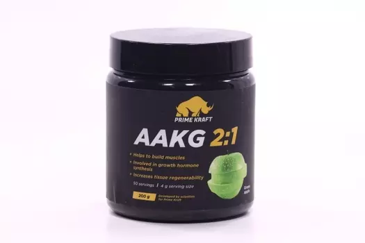 Аминокислоты AAKG 2:1 Prime Kraft L- Аргинин альфа-кетоглутарат зел яблоко, 200 г