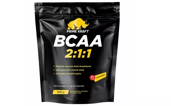 Аминокислоты BCAA 2:1:1 Prime Kraft 100 порций клубника, 500 г