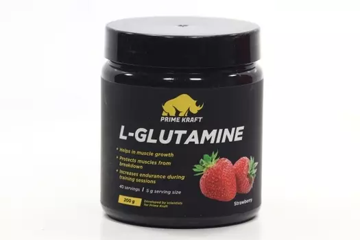 Аминокислоты Prime Kraft L-glutamine клубника, 200 г
