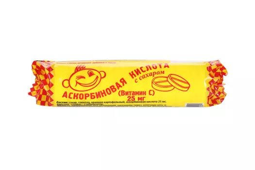 Аскорбиновая к-та 25 мг, 10 шт, крутка таблетки с сахаром