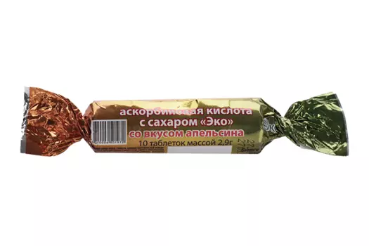 Аскорбиновая к-та Эко с сахаром Апельсин, 2,9 г, 10 шт, таблетки