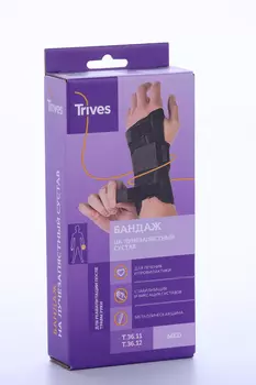 Бандаж компресс на лучезапястный сустав с анатомич шинами жест лев Т.36.11/Т-8311 р L