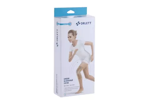 Бандаж Orlett на колен сустав МKN-103(М) эласт с метал ребрами L, сине-серый